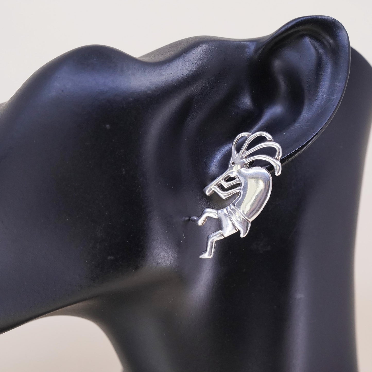 Vintage Native American single earring. Sterling 925 silver kokopelli stud