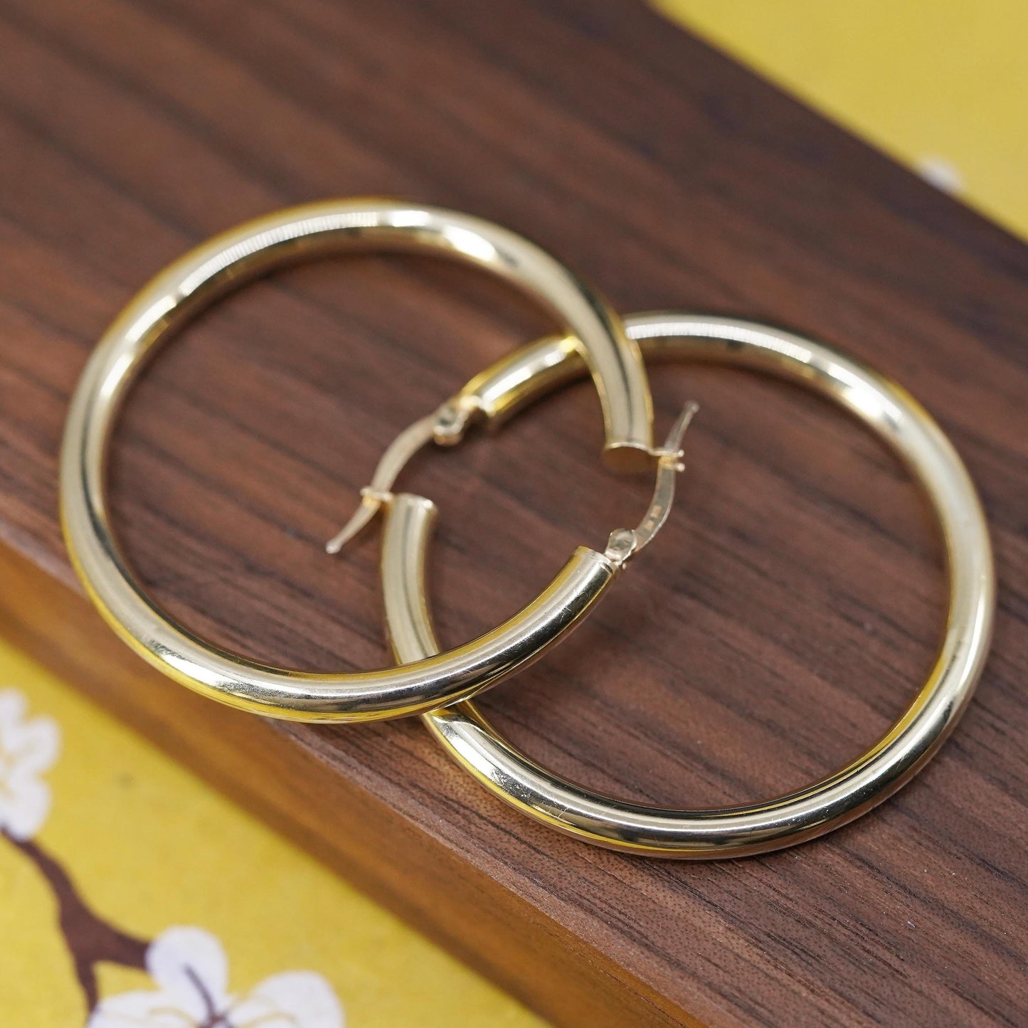 1.75", vermeil gold over Sterling silver earrings, 925 bold huggie hoops
