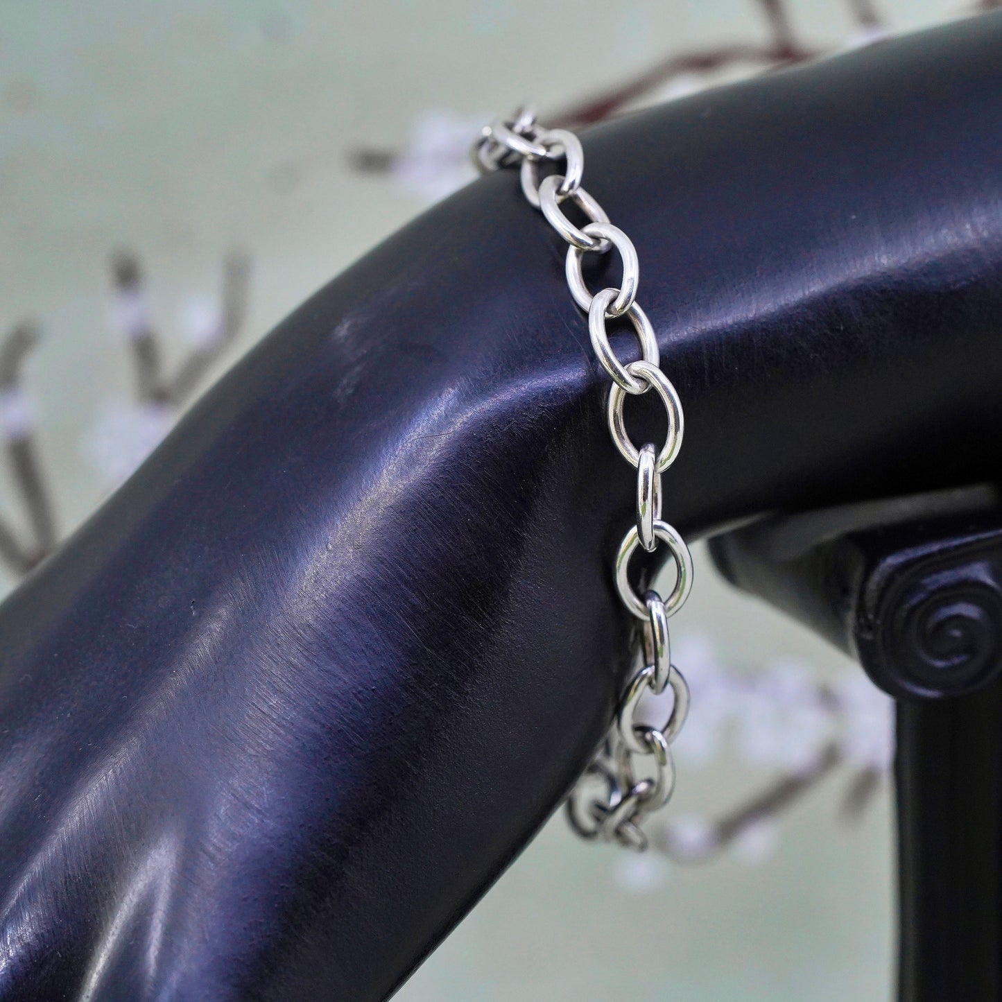 6.5", 8mm, Vintage sterling silver bracelet, handmade 925 circle chain