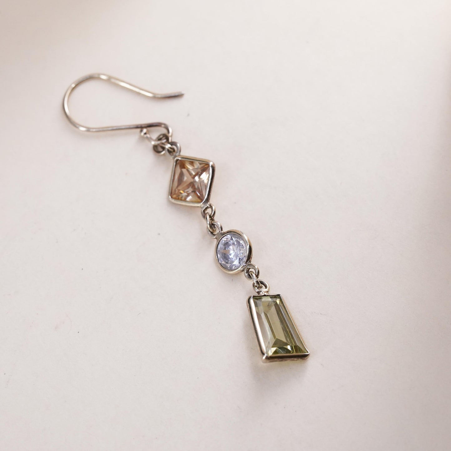 vintage vermeil gold over sterling silver 925 handmade single crystal earring