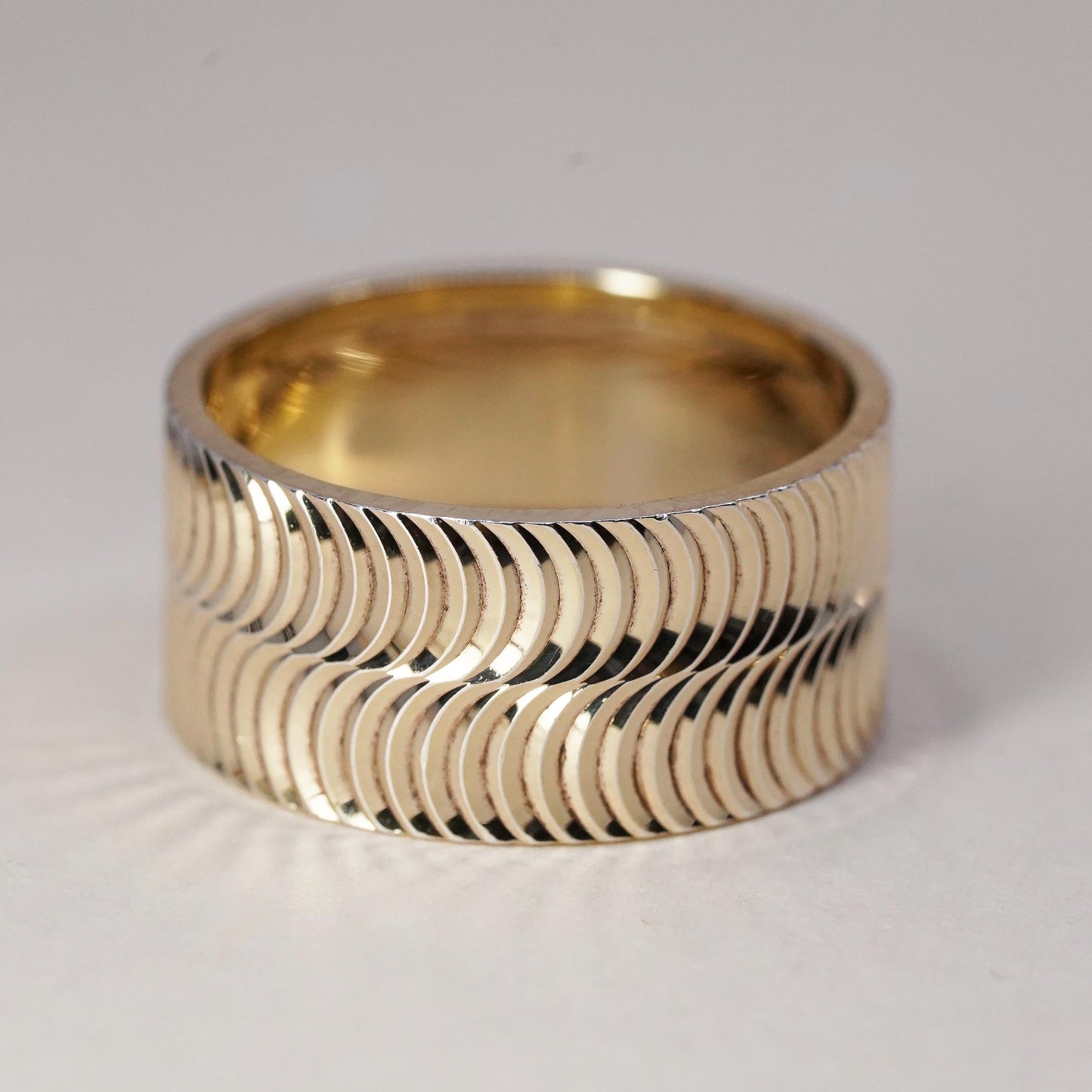 Size 8.5, vintage Turkey Vermeil gold over sterling silver textured band ring