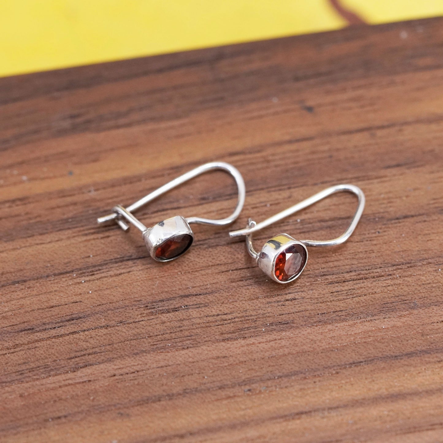 Vintage Sterling 925 silver handmade earrings with ruby