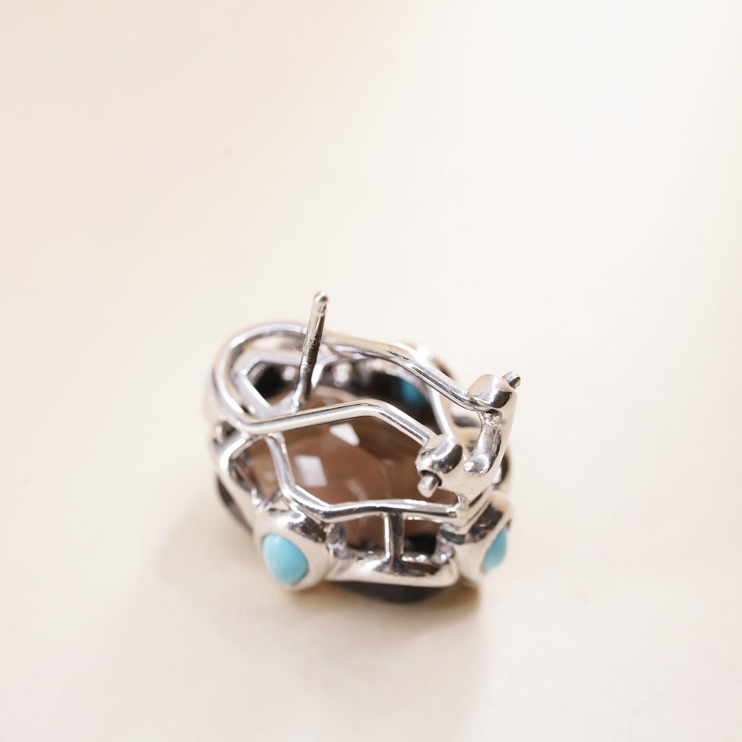 VTG Sterling 925 Silver and single 1 earring smoky quartz, Latch Back Fastener