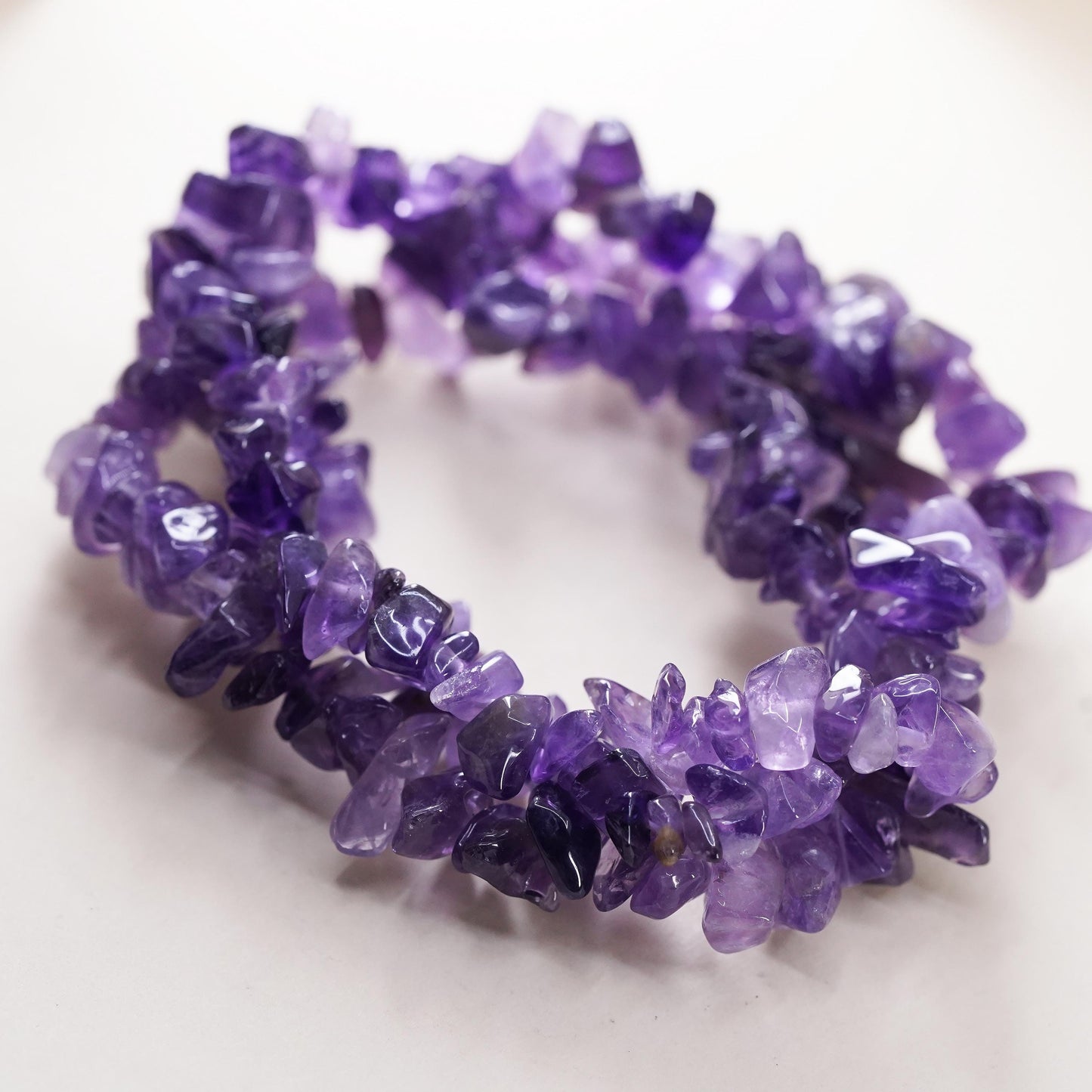 6.5", amethyst beads bracelet stretchy band sterling 925 silver cross charm