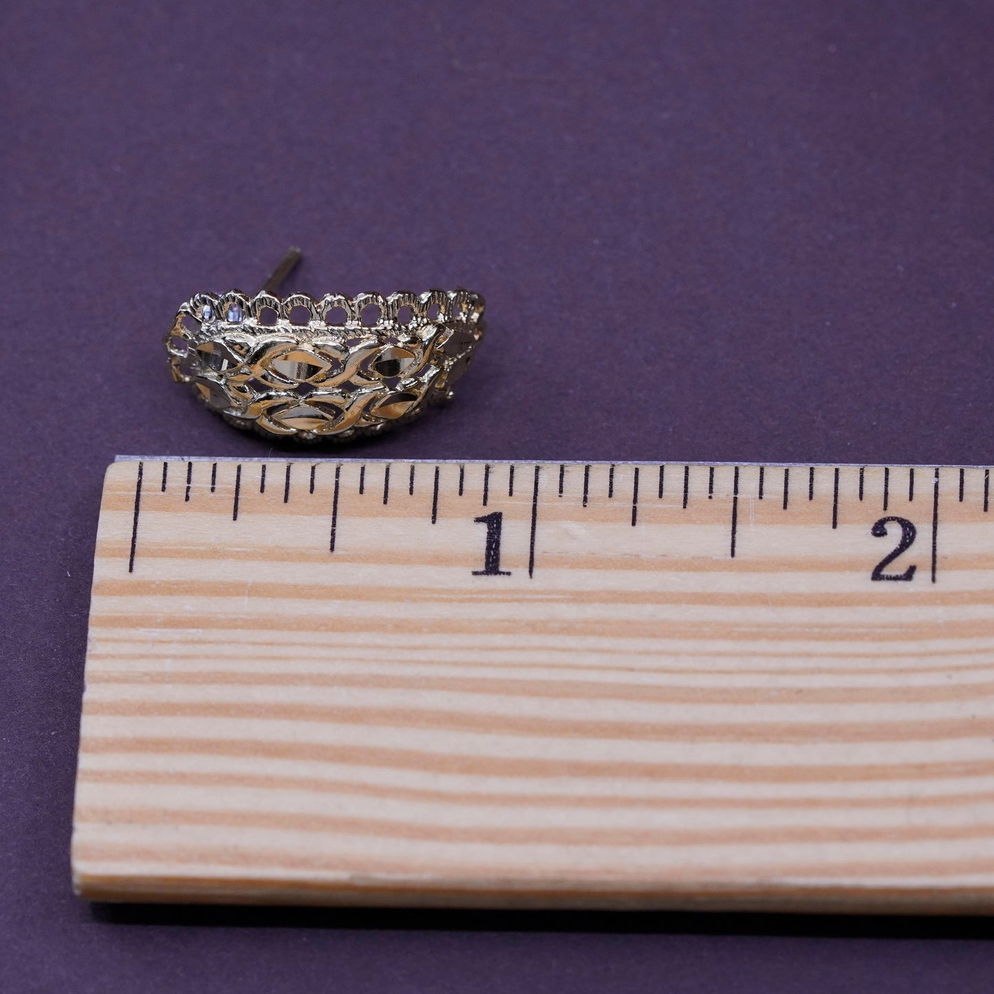 0.75”, vermeil gold over Sterling silver earrings, 925 filigree hoops, huggie