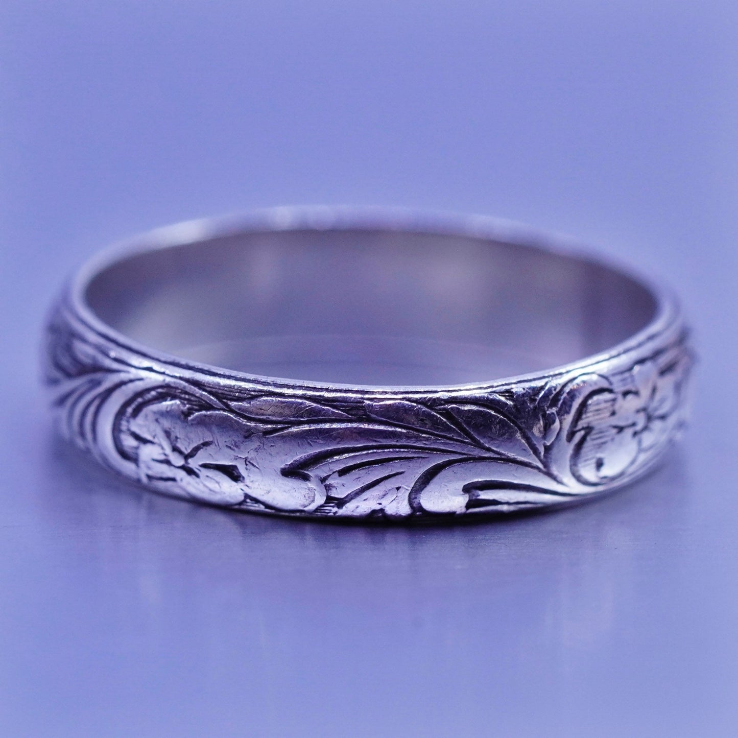 Size 6, southwestern Sterling 925 silver wedding ring, textured stackable band