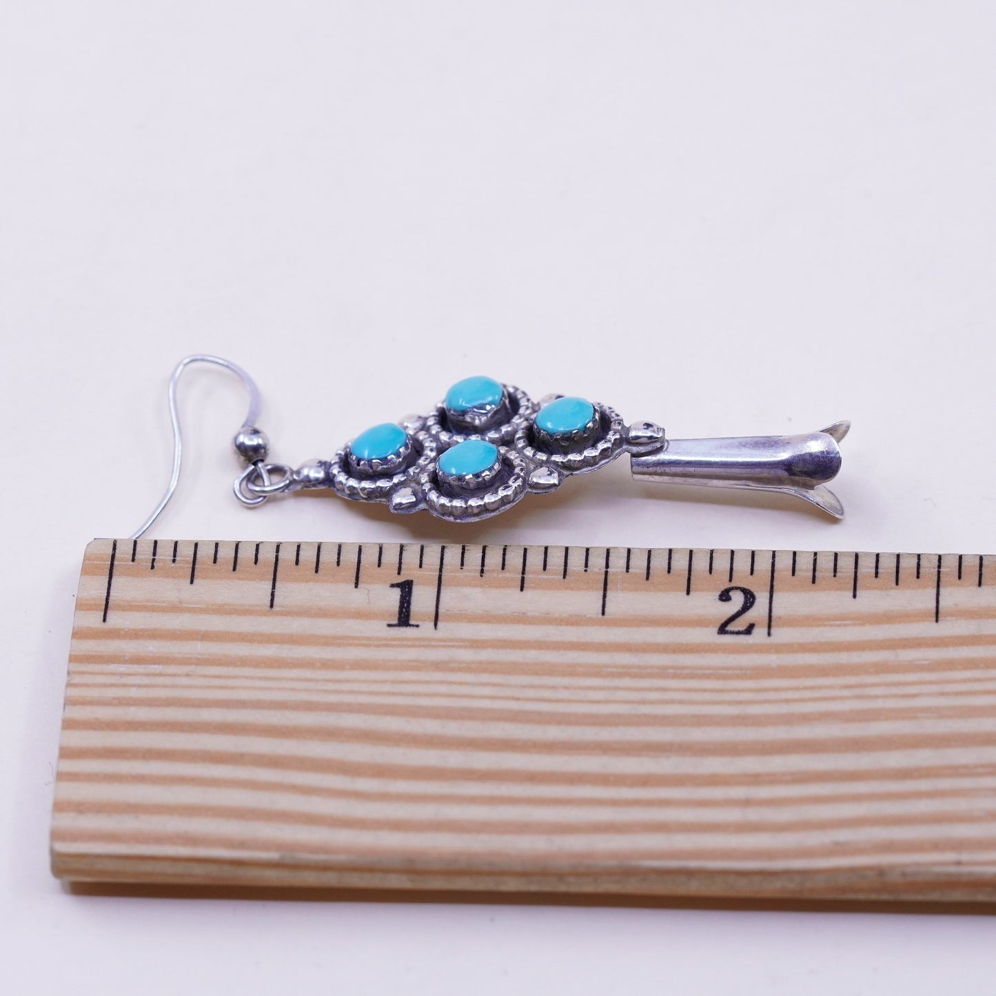 Native American Fredrick Chavez earrings. Navajo Sterling 925 dangles turquoise