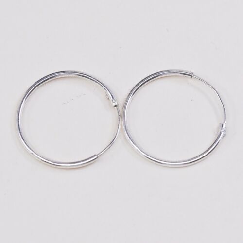 0.75”, 925 Sterling Silver textured Hoop Pierced Earrings, 925 silver huggie