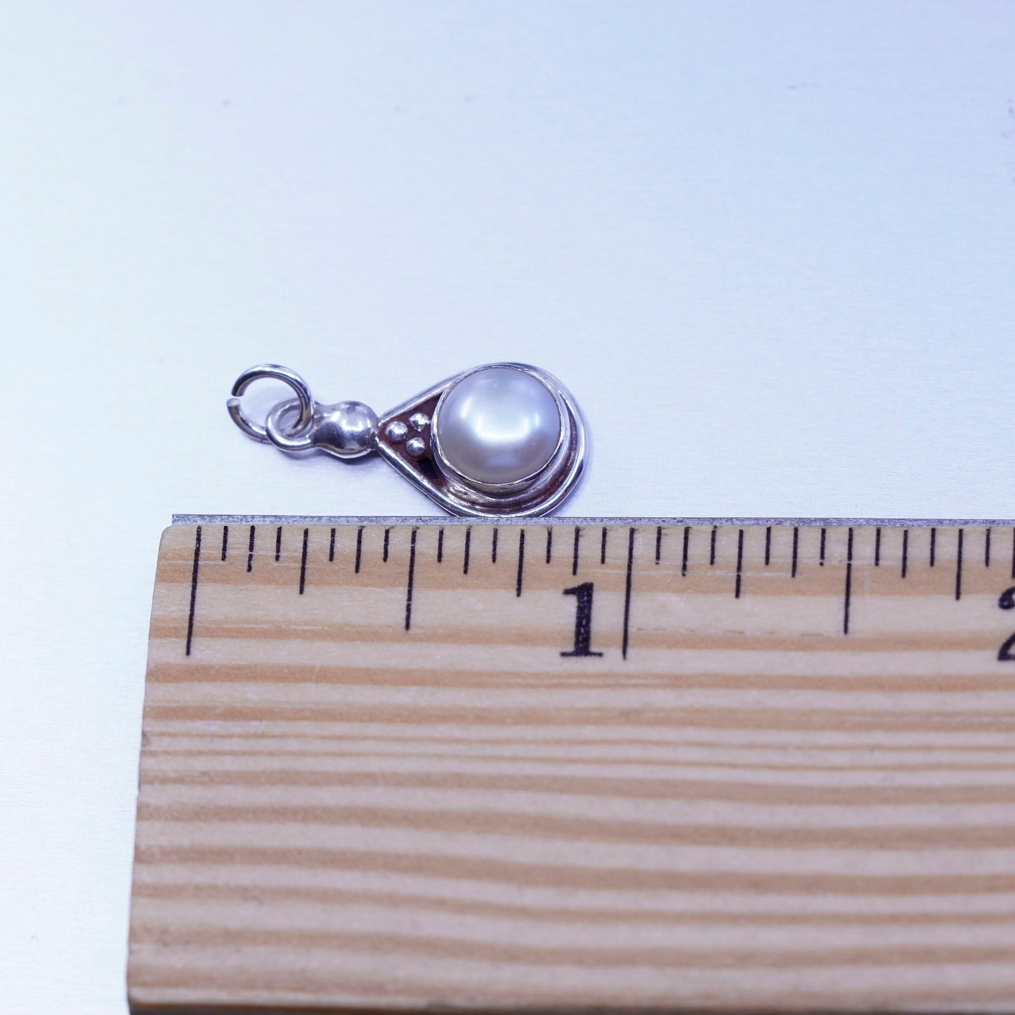 antique sterling 925 silver handmade charm pendant with pearl