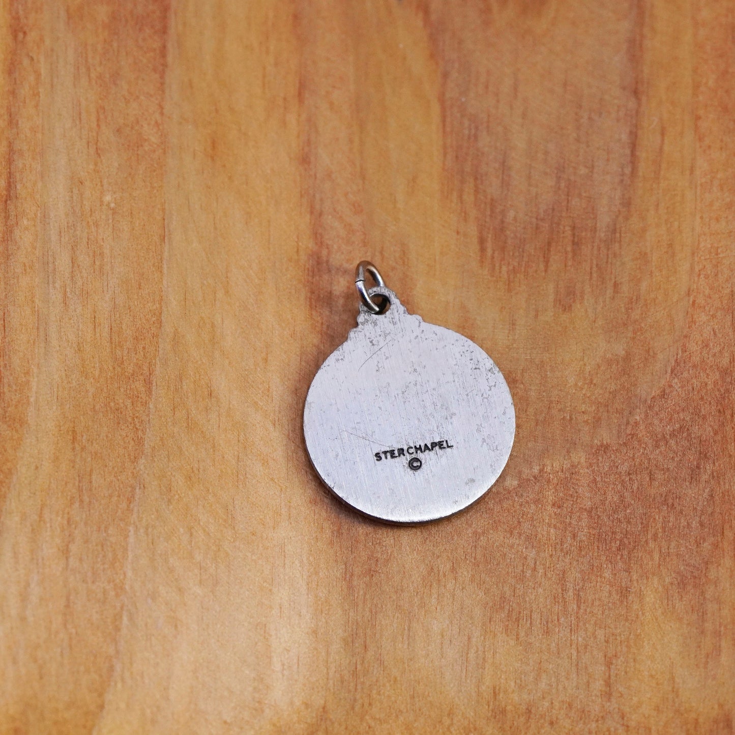 vtg Sterling silver handmade pendant, 925 Saint Brigid pray for us tag charm