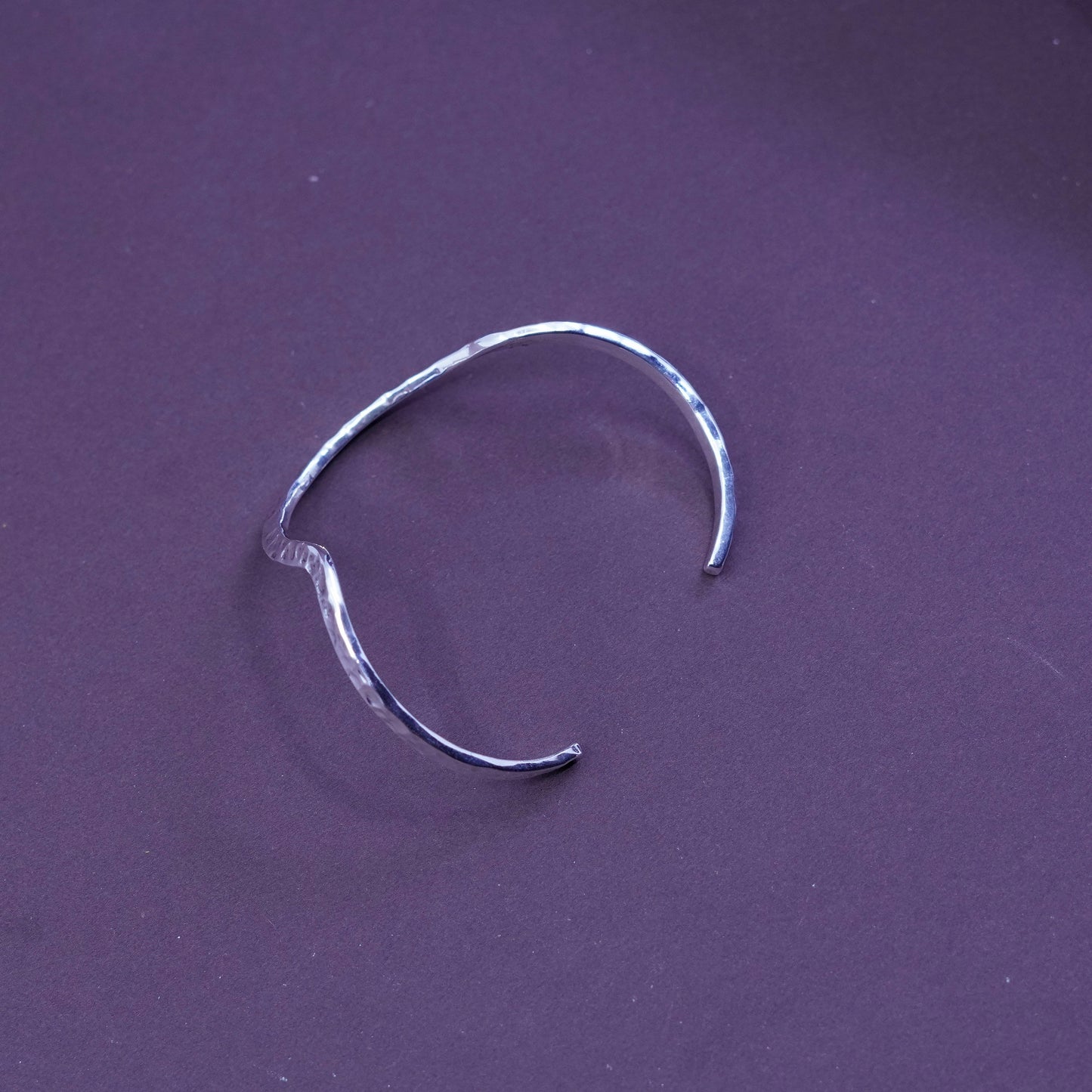 6.5”, mexico Sterling silver handmade bracelet, 925 cuff with hammered texture