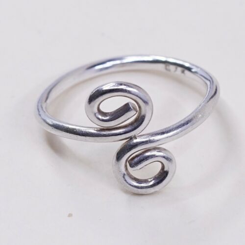 Size Adjustable, Sterling Silver Handmade Ring, 925 swirl Band, Stamped 925
