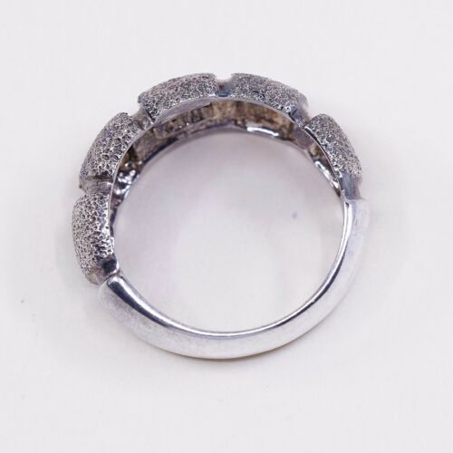 Size 8, Italy Milor Sterling Silver Handmade Ribbed Ring, 925 Silver Matt Band