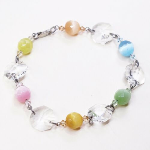 8.25”, Mexico Sterling 925 Silver Handmade Bead Bracelet, Tiger’s Eye beads