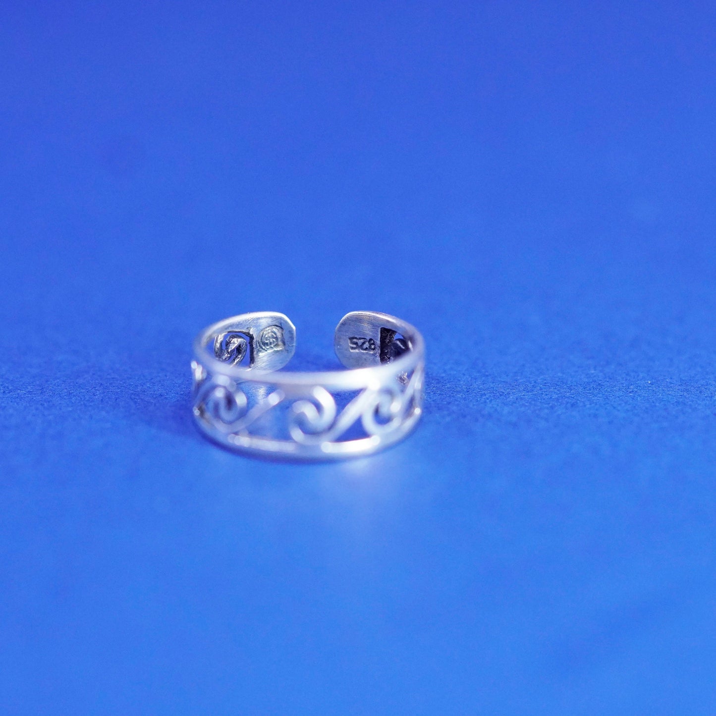 Size 5, vintage Sterling silver handmade ring, 925 filigree open band