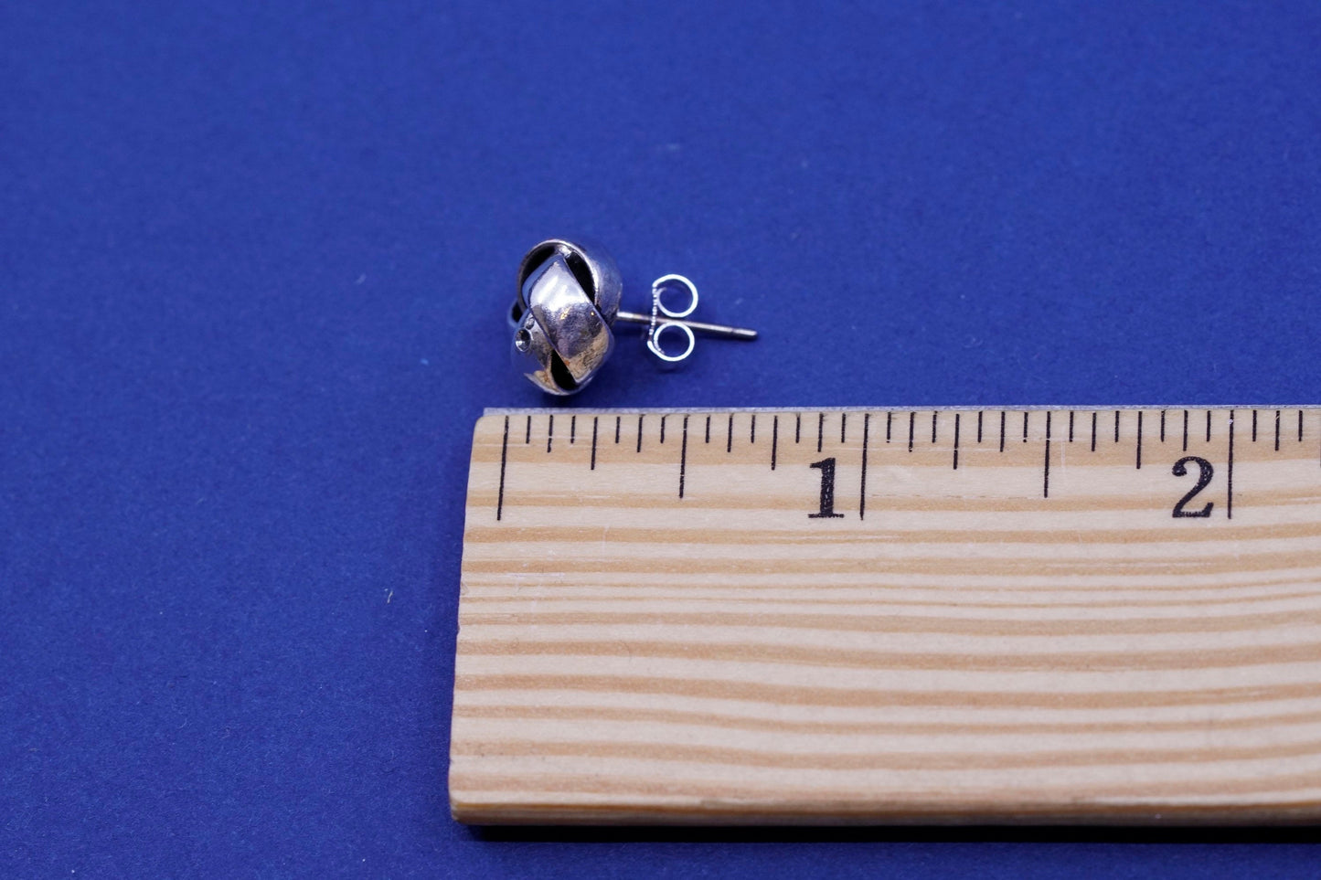 Vintage Sterling silver handmade earrings, 925 entwined studs