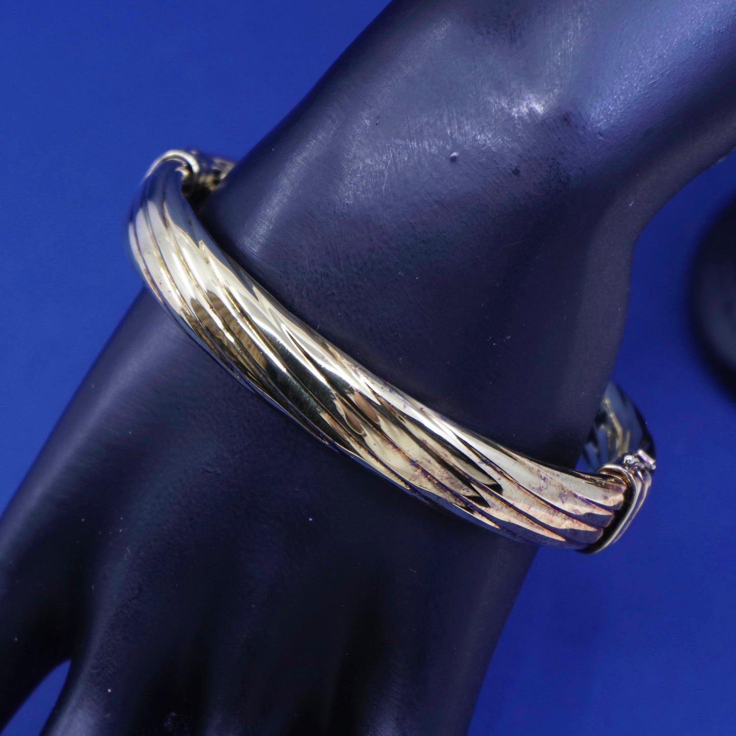 7.75”, Vermeil gold over sterling silver bracelet, 925 twisted cable bangle