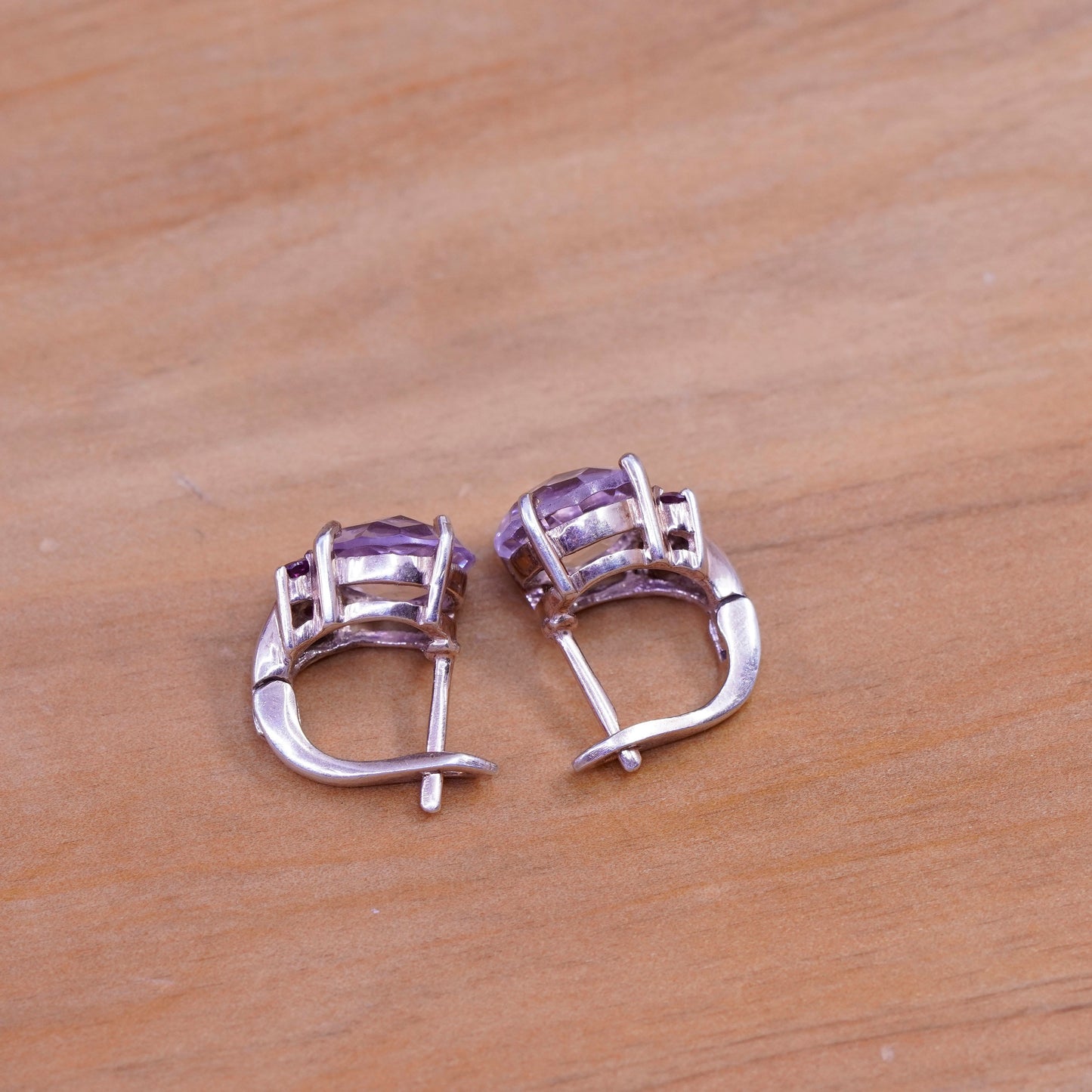 0.5”, Vermeil rose gold over Sterling silver hoops, 925 huggie earrings Cz ruby