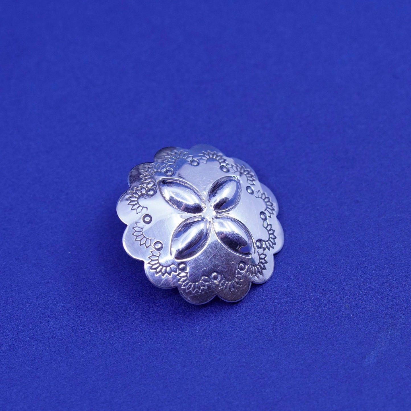 Vintage southwestern sterling silver handmade earrings 925 studs floral texture