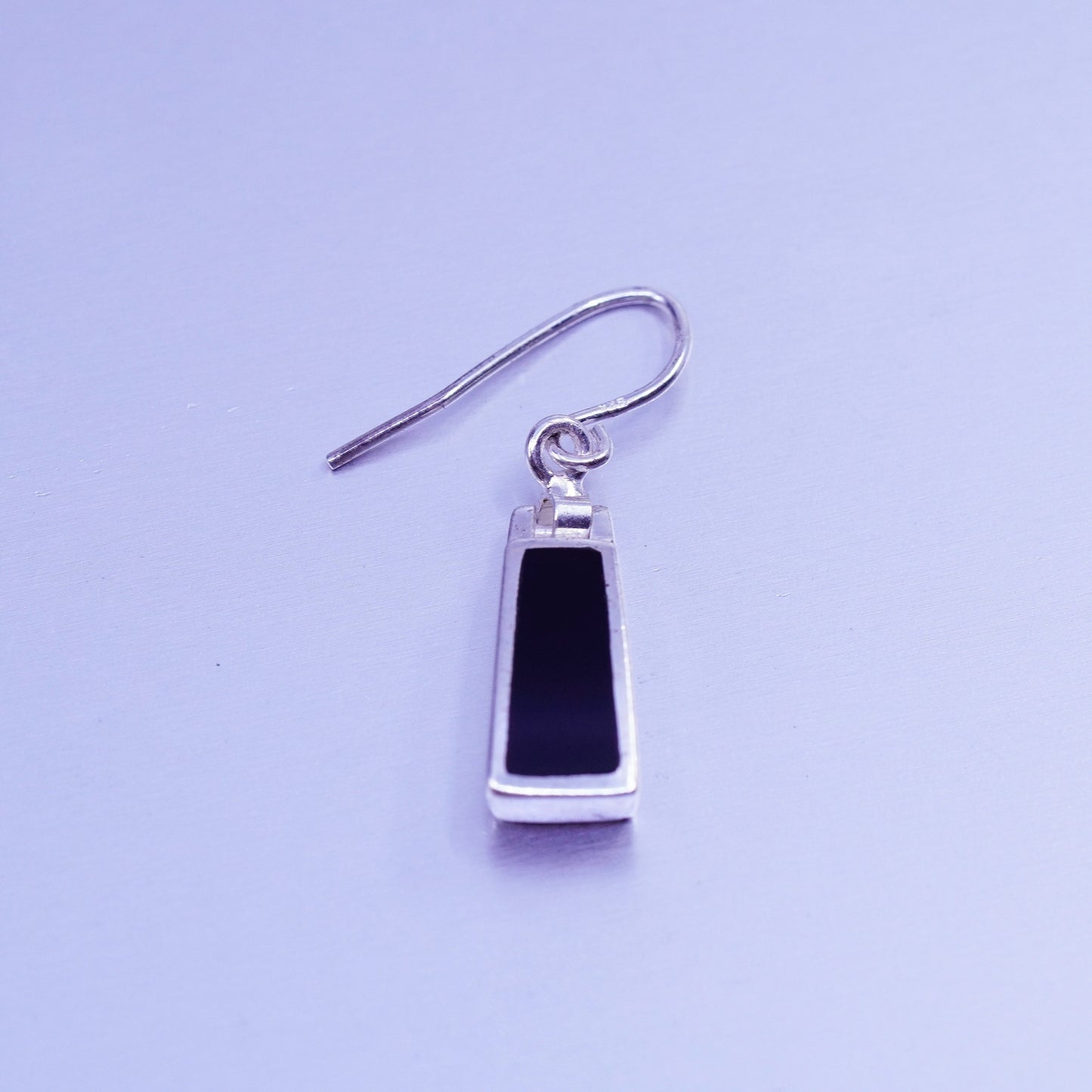 Vintage Sterling 925 silver handmade rectangular earrings with obsidian