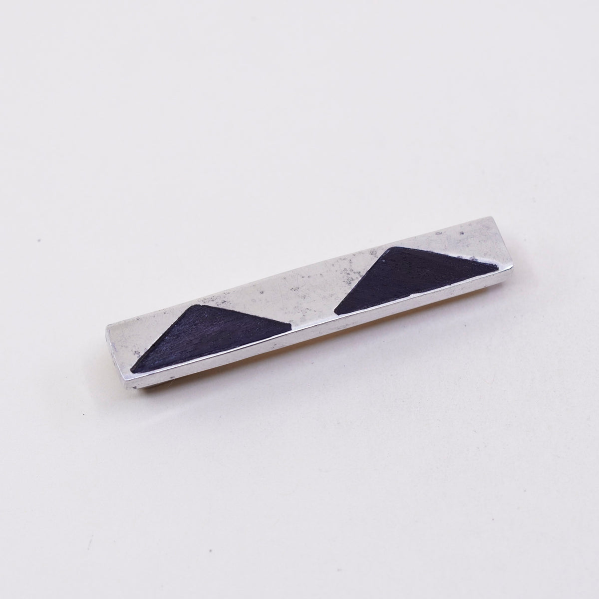 Vintage sterling silver handmade tie clip, modern 925 tie clip with obsidian