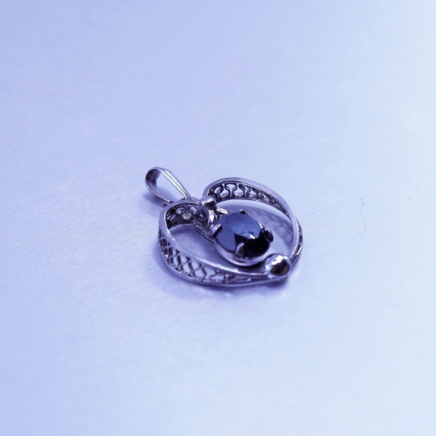 antique sorrento jewelry sterling 925 silver filigree heart pendant hematite