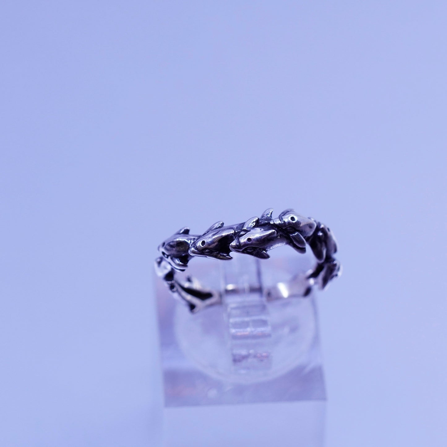 Size 6.25, vintage KBN modern Sterling 925 silver handmade dolphin ring