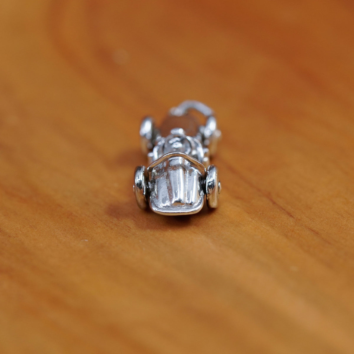 Vintage Sterling silver handmade pendant, 925 racing car charm with mouse rat