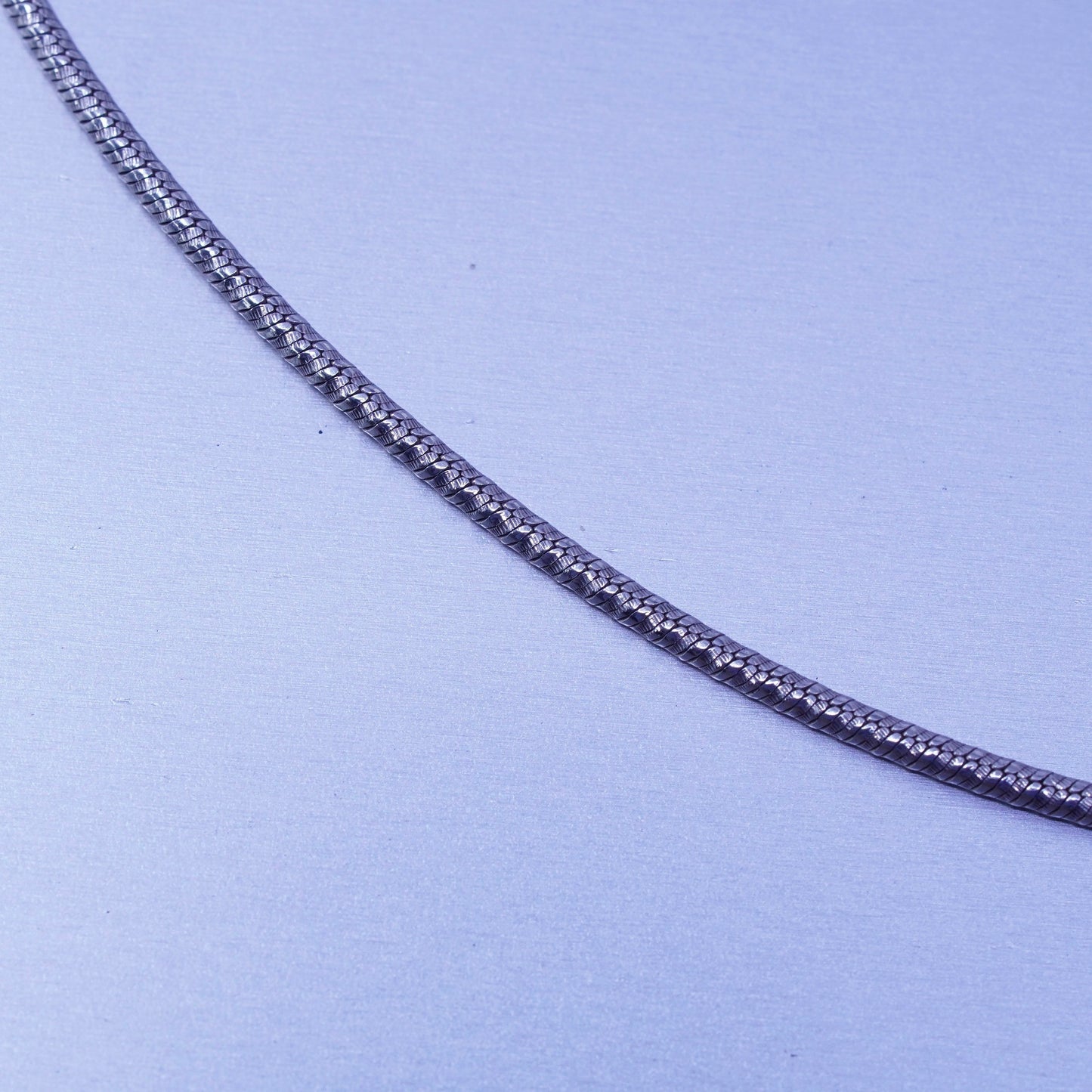7.25”, 1mm, Sterling 925 silver handmade bracelet, textured snake link chain