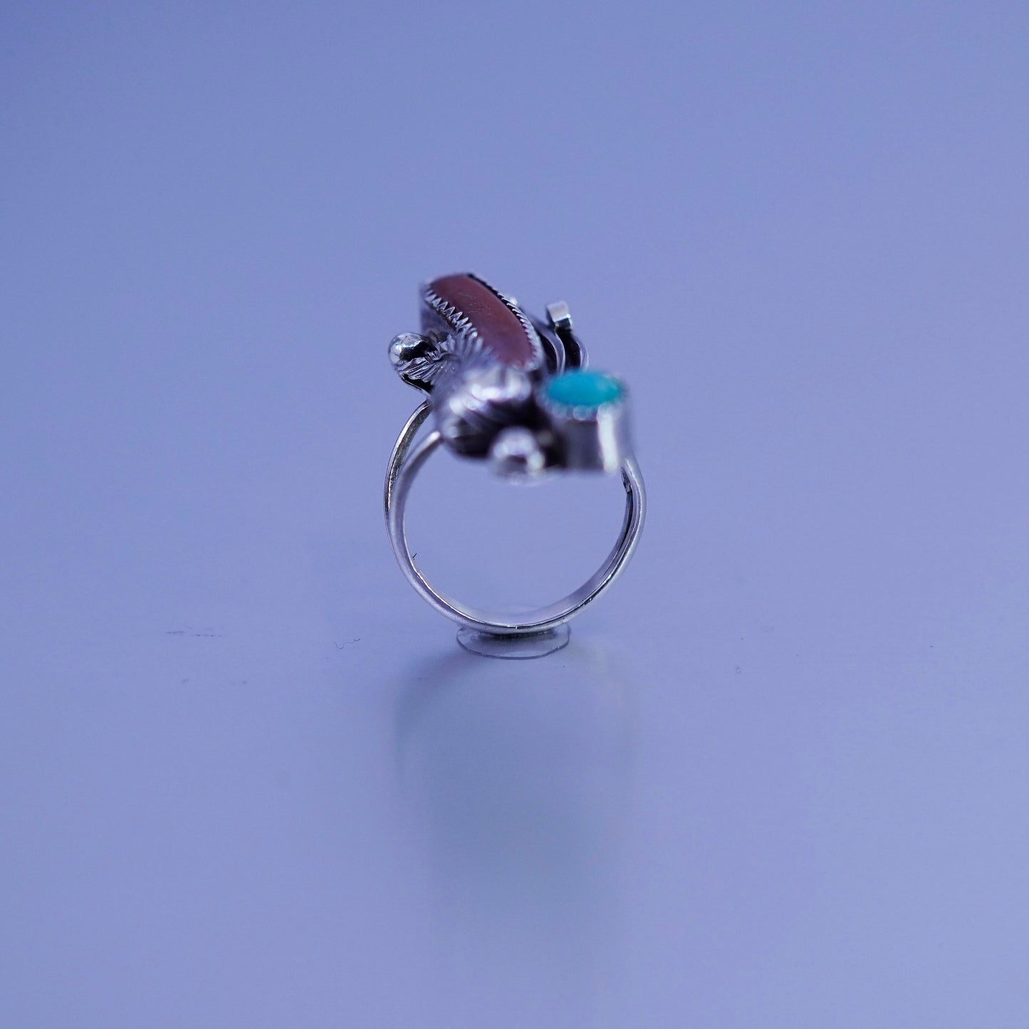 Size 6.5, Native American Navajo Robert Kelley Sterling 925 silver ring coral