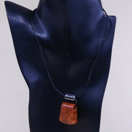 Silpada N0965 Red Sponge Coral Nugget, Leather and Sterling Silver Necklace