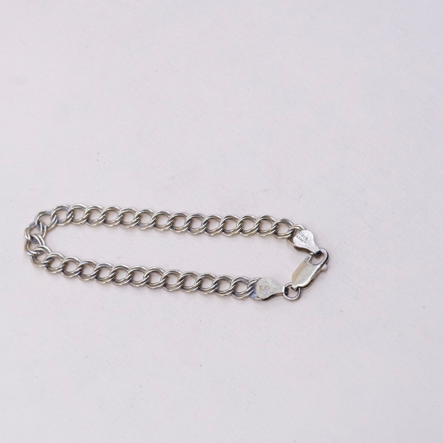 7”, Vintage vermeil gold over sterling silver double curb chain, 925 bracelet