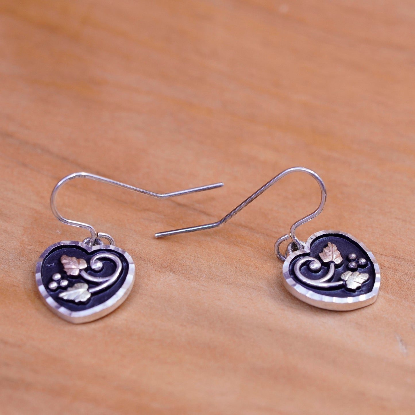 Coleman Co CCO Sterling 925 silver handmade earrings 12K rose gold grape vines
