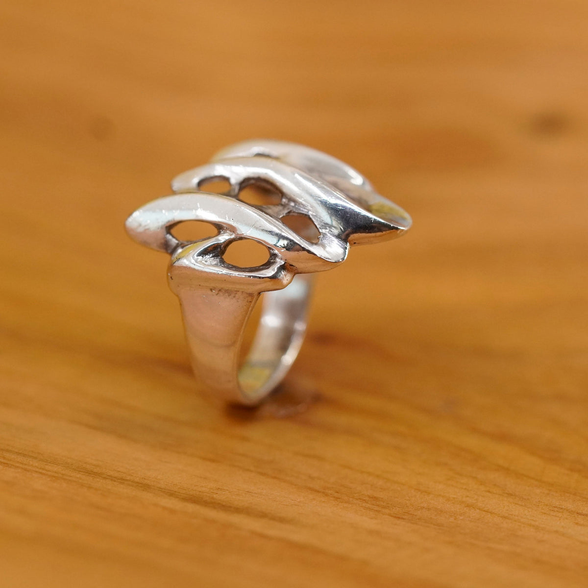 Size 6.25, RM sterling silver handmade ring, 925 ribbed band, minimalist,