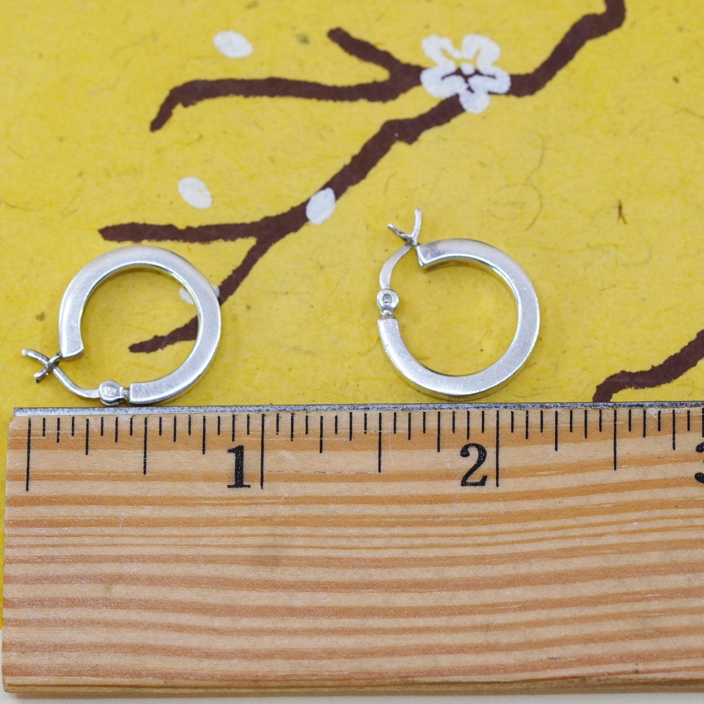 0.5”, vintage Italy Sterling silver handmade hoops, edgy 925 huggie earrings