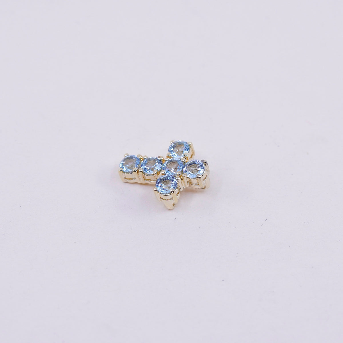 Vermeil Gold filled sterling silver pendant, 925 cross blue crystal