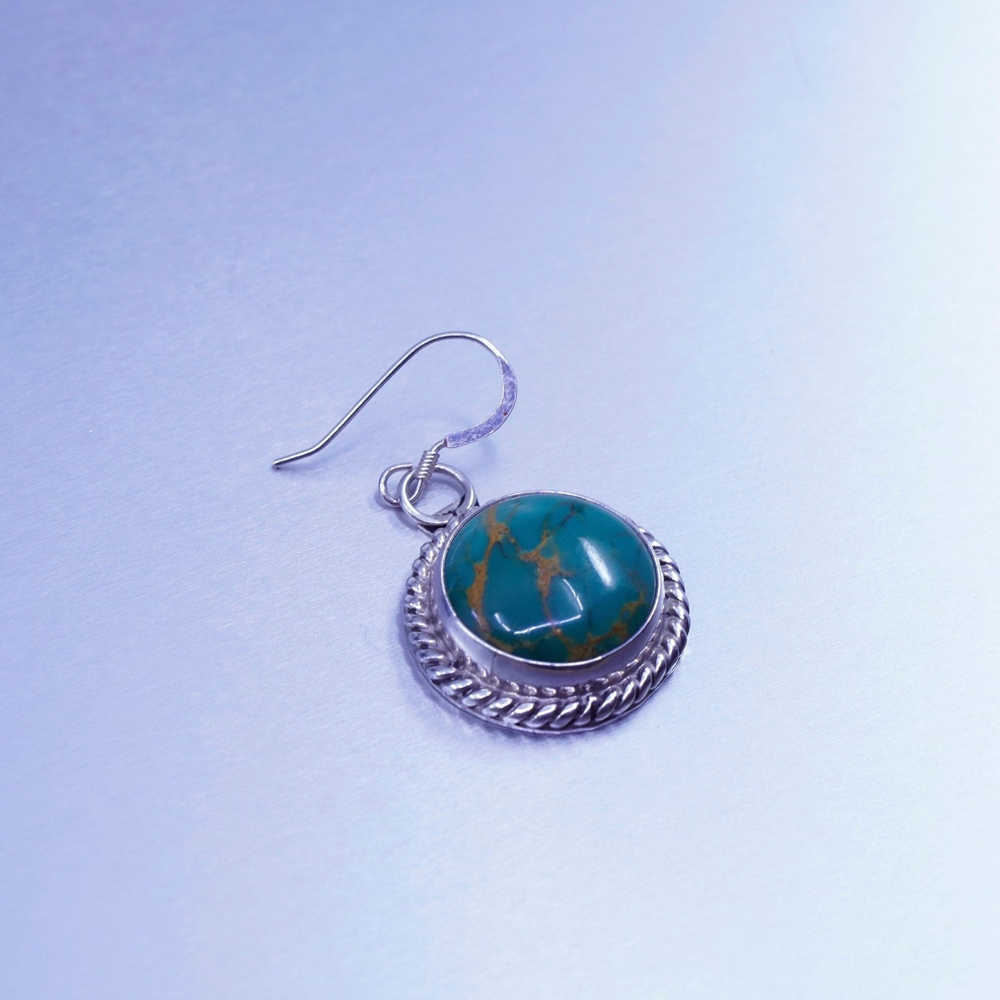 Vintage tim yazzie navajo Sterling 925 silver handmade earrings turquoise cable