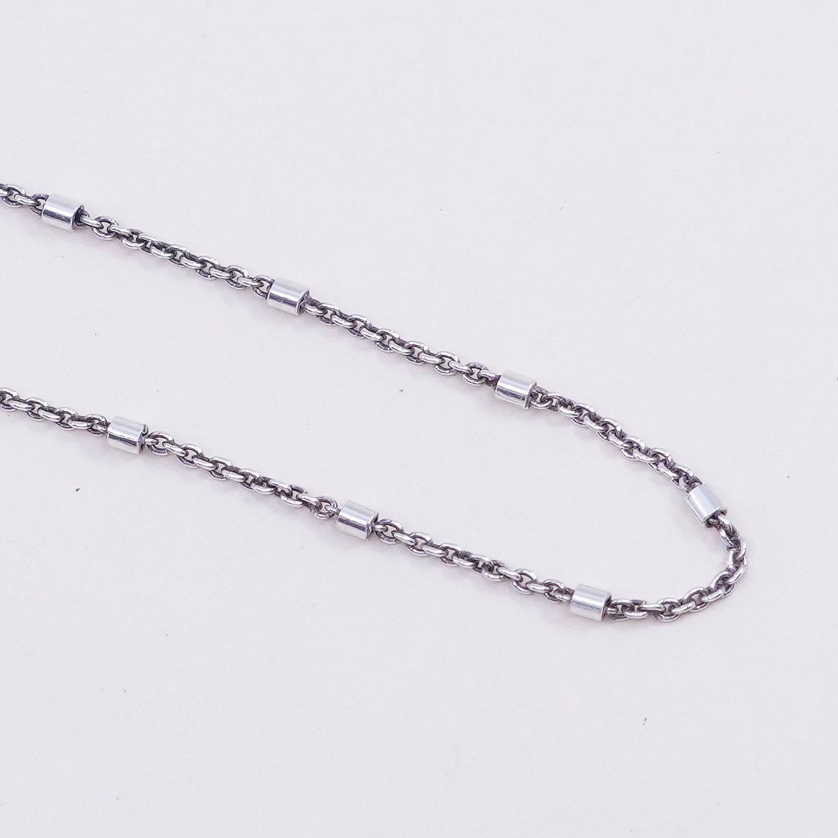 16”, 1mm, Vintage sterling silver beads chain, 925 necklace