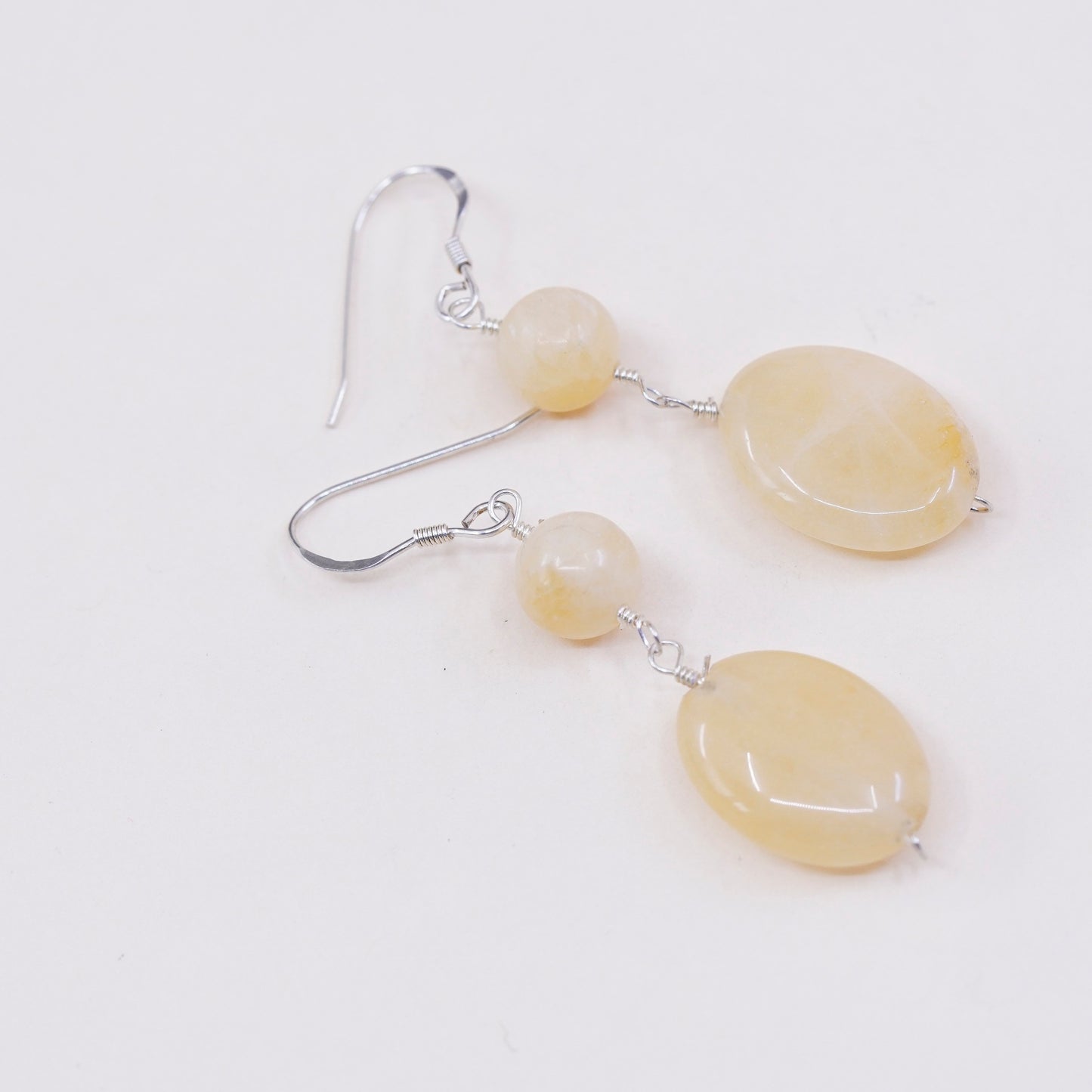 Vintage Sterling 925 silver handmade earrings with citrine