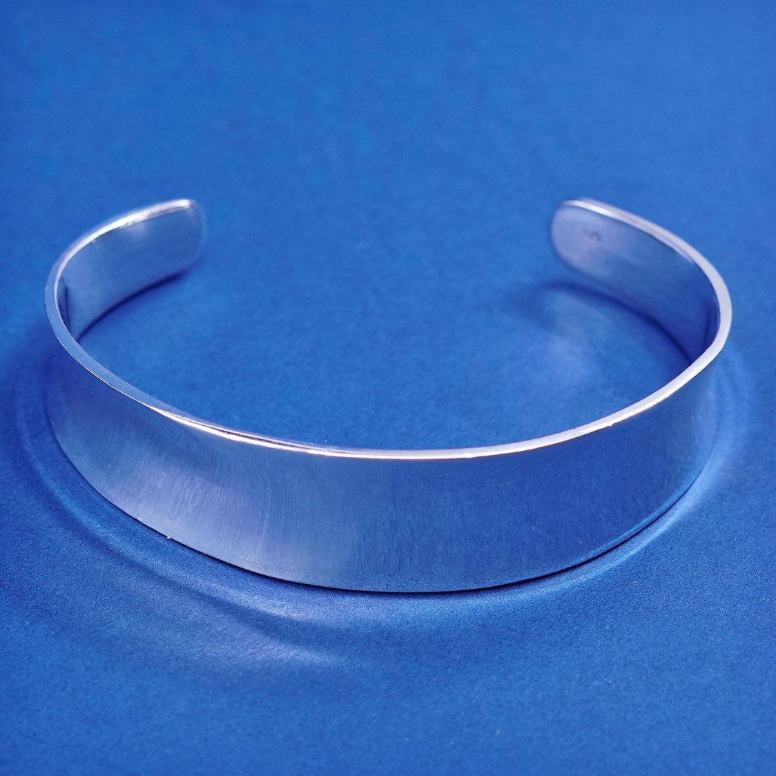 7”, vtg modern sterling silver handmade bracelet, high polished 925 cuff