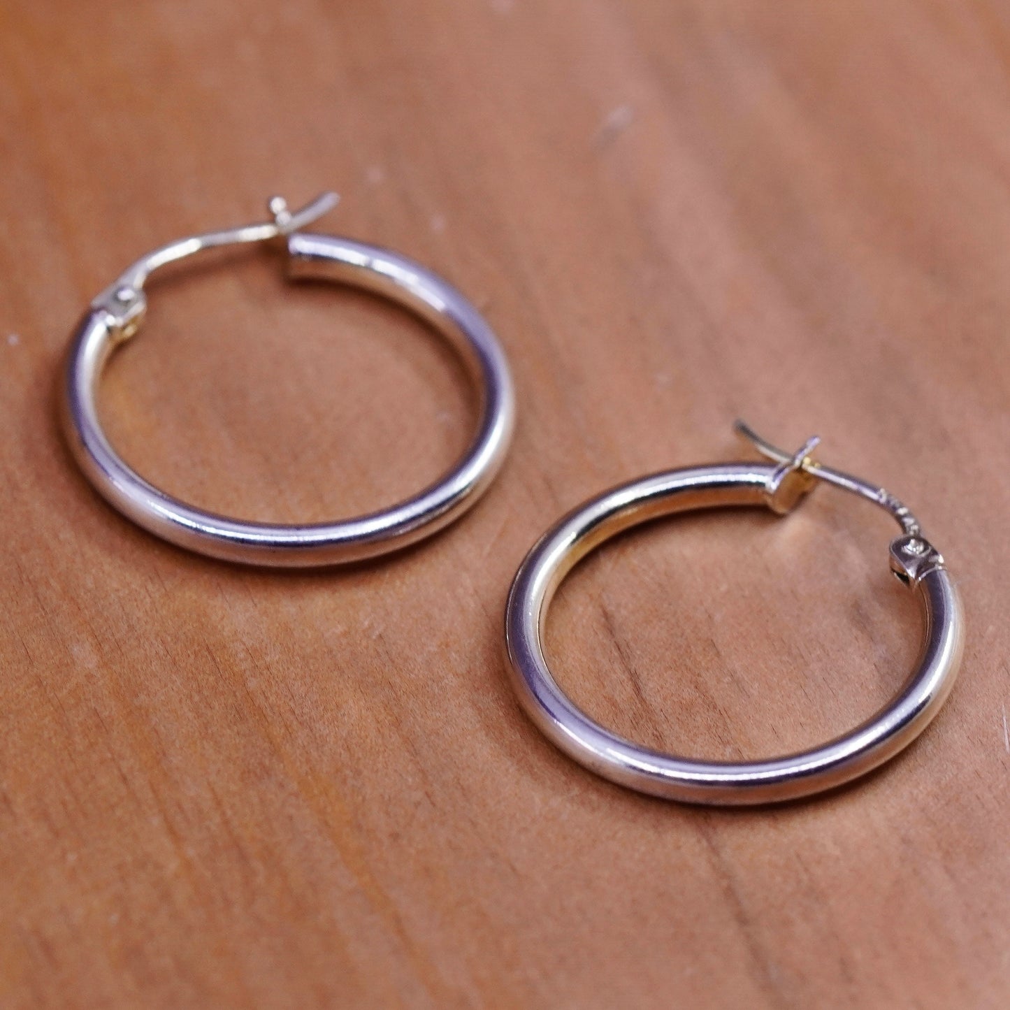 0.75”, Vintage vermeil gold over Sterling silver handmade earrings, 925 hoops