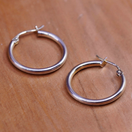 0.75”, Vintage vermeil gold over Sterling silver handmade earrings, 925 hoops