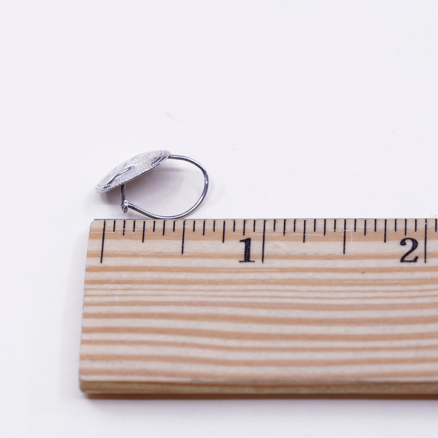 Vintage sterling silver drop earrings, 925 textured oval, silver tested