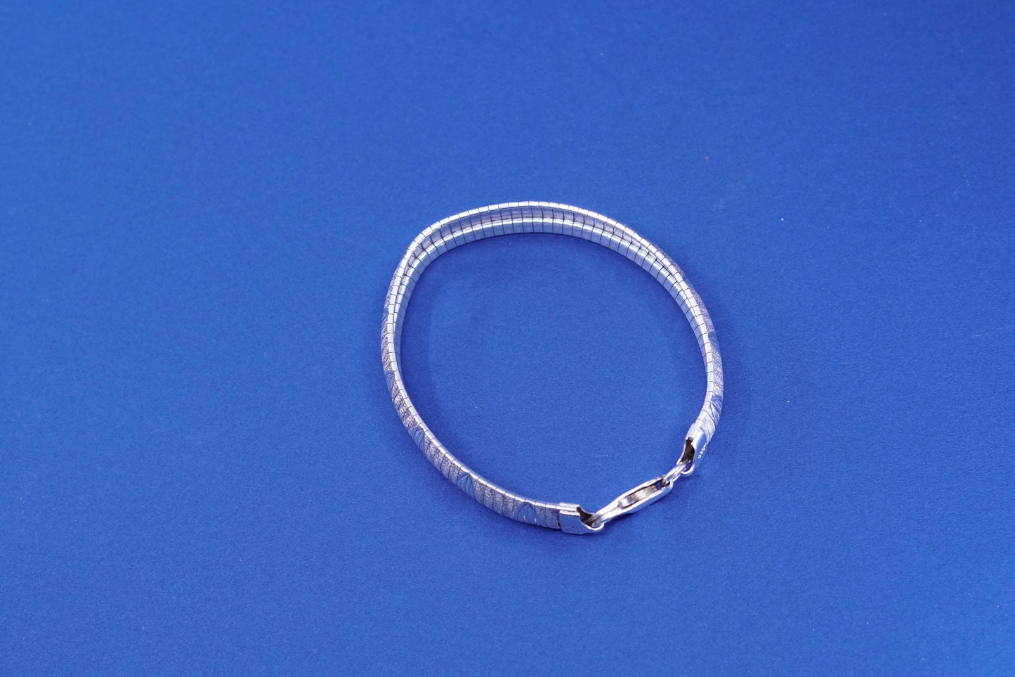 7.25”, vintage dyadema Sterling silver bracelet, 925 textured omega chain