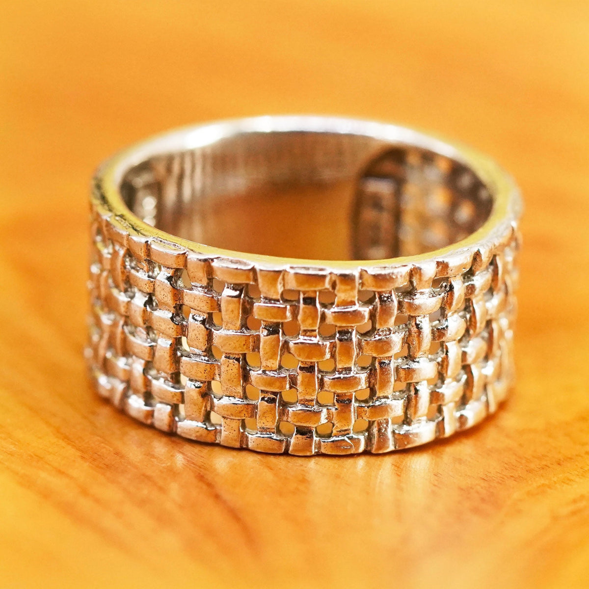 size 8.75, vintage Sterling silver handmade ring, 925 textured band