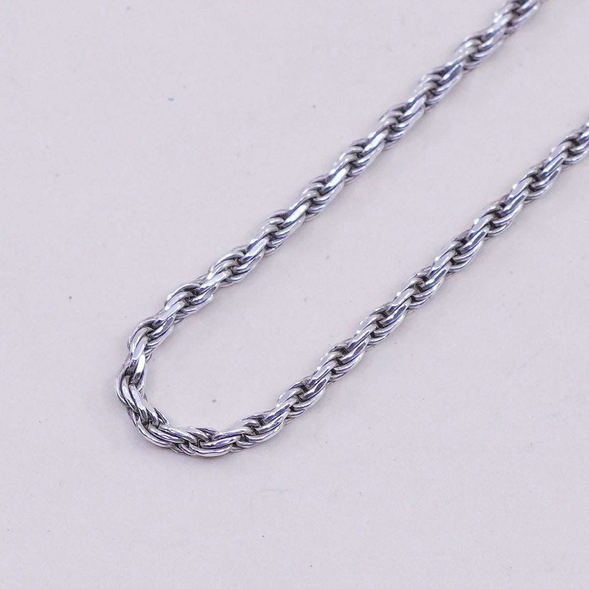 24”, 1.6mm, vintage Sterling silver necklace, 925 diamond rope chain