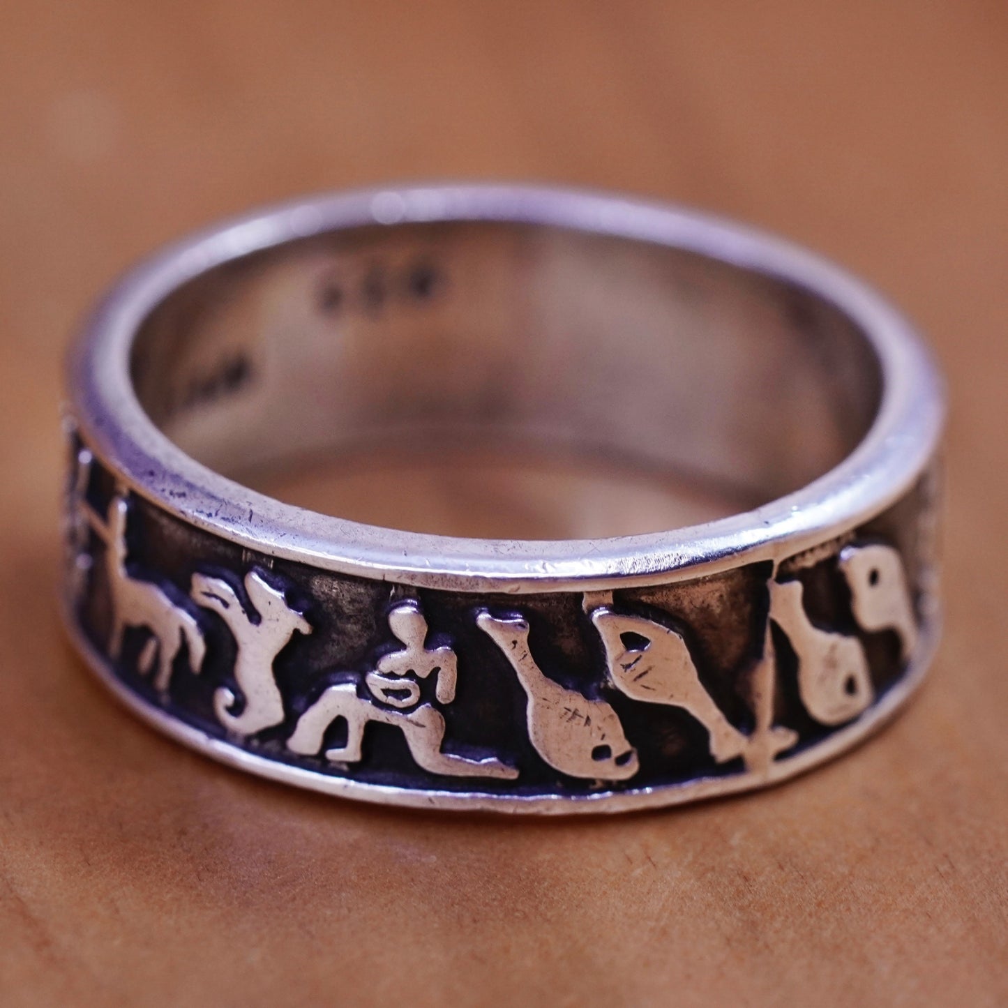 Size 9, southwestern Sterling silver handmade ring, 925 all 12 sign star band