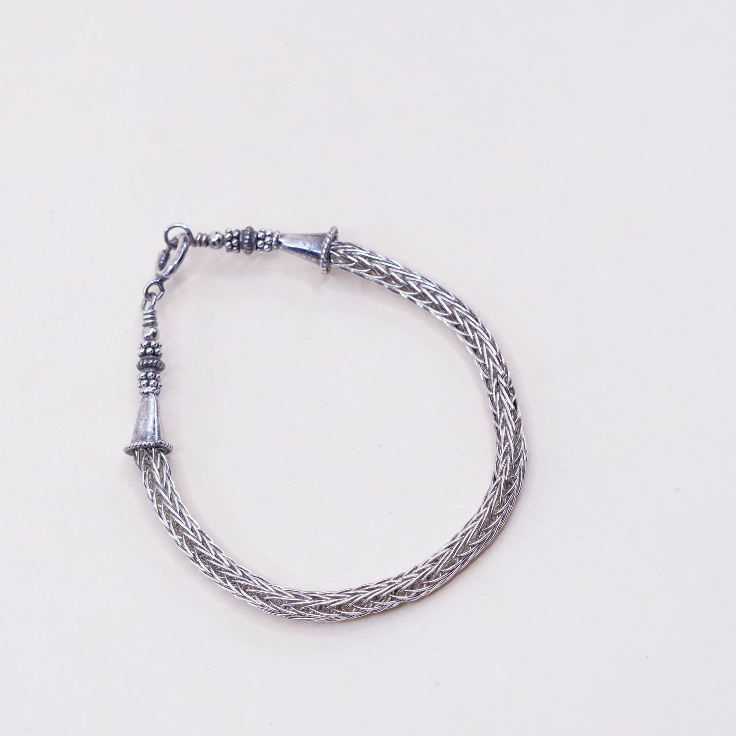 7”, 5mm, Vintage sterling silver handmade bracelet, 925 wheat chain