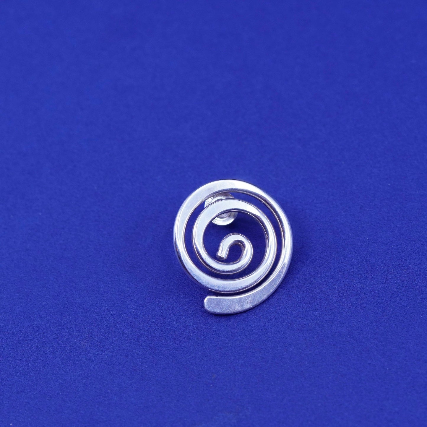Vintage sterling silver handmade earrings, 925 swirl circle studs
