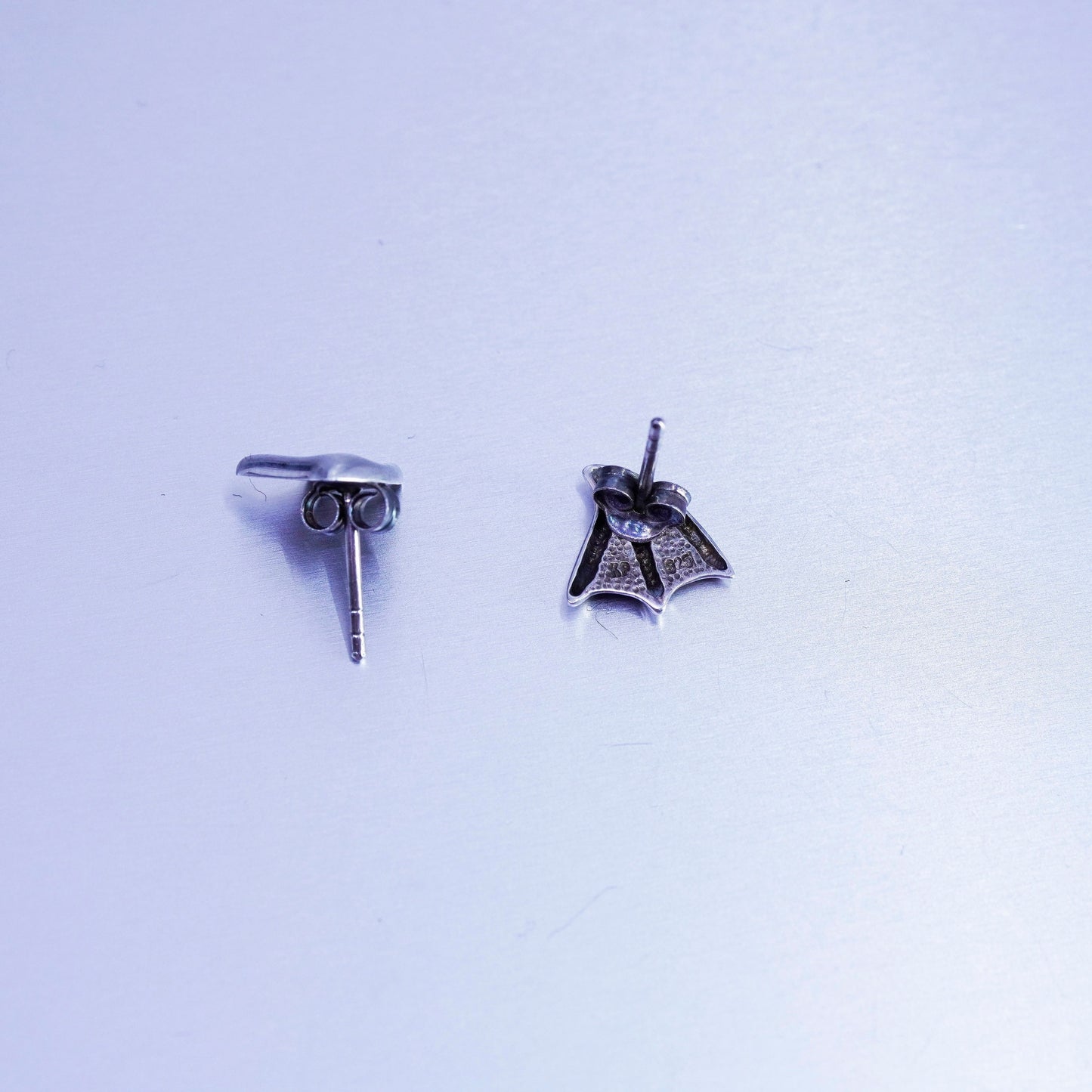 Vintage Sterling 925 silver handmade earrings, frog paw studs